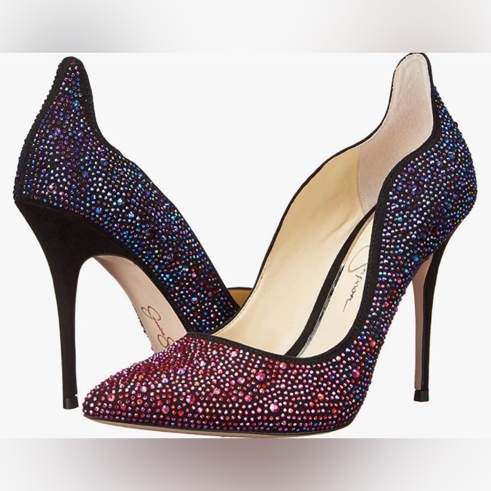 Jessica Simpson Wayva Elegant Stiletto Black Amethyst Supreme Microsuede 6.5